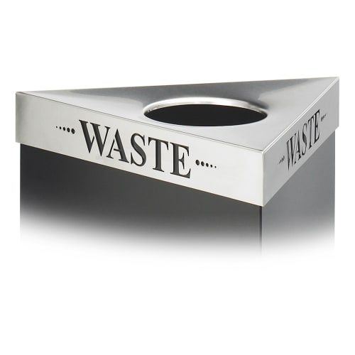 Safco Trifecta Lid with Laser Inscribed "WASTE/DÉCHETS", Upper Case, English/French, Stainless Steel